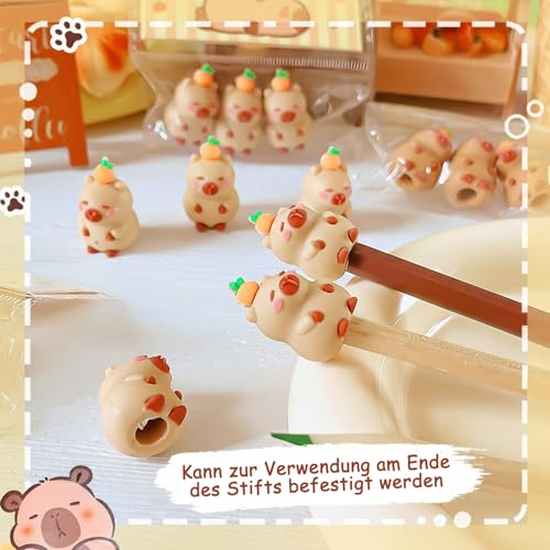 Hyleara Capybara Buntstifte Set, 24 Buntstifte Kinder mit 3 Radiergummi, Farbstifte mit 24 Farben, Holzstifte, Capybara Sachen, Farbstifte für Erwachsene, Malbücher, Schule 1 Klasse