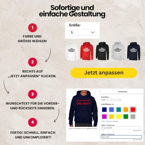 FLOCKex Marken Kapuzenpullover Hoodie mit Wunschtext - Front und Rückenprint - Sprüche individuell auf den Pullover drucken Lassen I Personalisierter Textildruck I L Navy