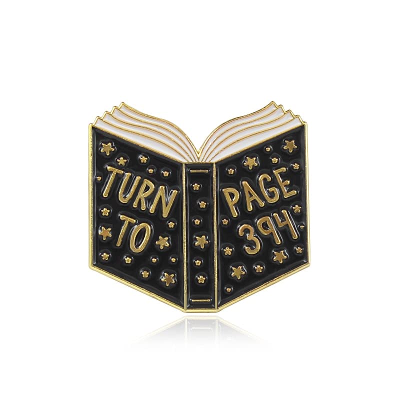 Book pins TURN TO PAGE 394 Brooches Book Library Enamel pins Lapel pin Badges Brooches for Student Reader Gift brosa Bijoux (Metal color: Style 2)