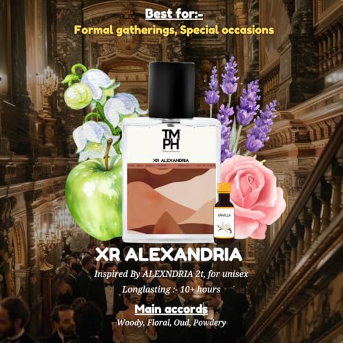 Image of TMPerfumehouse XR Alexandria EDP for Men & Women | Woody, Oriental & Long Lasting Perfume Spray | Woody, Amber & Powdery Fragrance | Luxury Gift for Him & Her | TMPH | 50ml