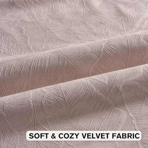 Image of FUTEI Pack of 2 Velvet Throw Pillow Covers 12x20 Inch Soft Embossed Leaf-Relief Textured Decorative Lumbar Pillowcases Modern Natural Farmhouse Accent for Couch Bed Living Room, Pink