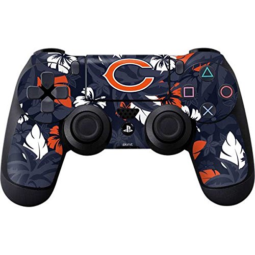 Skinit Decal Gaming Skin Compatible with PS4 Controller - Officially Licensed NFL Chicago Bears Tropical Print Design
