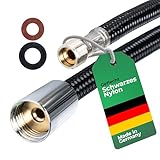 Brauseschlauch M15x1 und 1/2 Zoll Konusmutter 1500mm, schwarzer Panzerschlauch mit Nylon Geflecht für Küchenarmaturen & Badarmaturen mit ausziehbarer Brause, Ersatzbrauseschlauch für Geschirrbrause