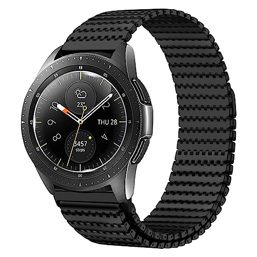 iBazal Compatible with Samsung Galaxy Watch 6/5/4 44mm 40mm/Galaxy Watch 5 Pro 45 mm/Watch 4/6 Classic 47mm 46mm 43mm 42mm/Watch 3 41mm/Active 2/Watch 42mm Band 20mm Metal Mesh Magnetic Strap - Black