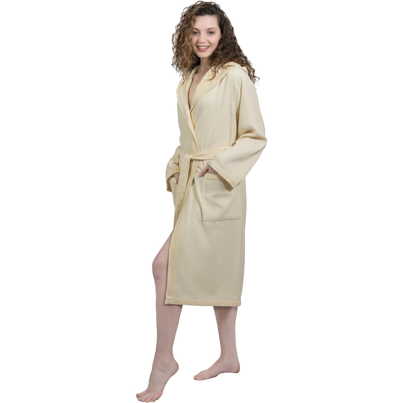 runico Accappatoio Donna Cappuccio - Design e Fabbricazione Italiana, 100% Cotone, Ultra Sottile, Super Assorbente, Anti-Pilling, con 2 Asciugamani Inclusi……