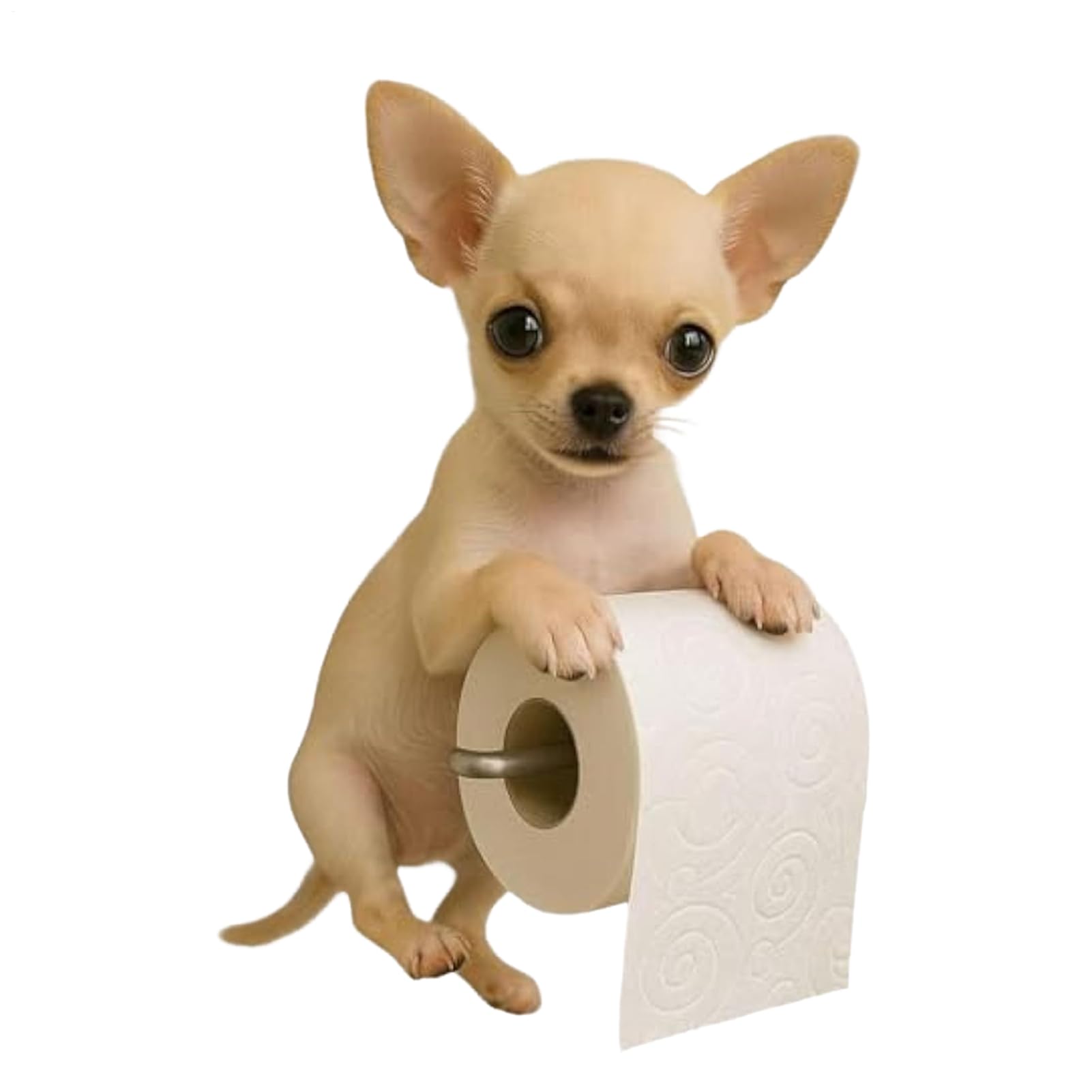 Dog Toilet Roll Holder, Resin Dog Toilet Paper Holder, Novelty Chihuahua Animal Toilets Roll Holders, Wall Mounted Cute Animal Toilets Tissue Holders Storage Rack, for Home Bathroom Kitchen Decor