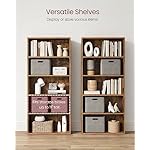 VASAGLE CUSTOS Collection - Bookshelf, 5-Tier Bookcase, Book Shelf, Open Storage Shelf, 9.4 x 23.6 x 52.8 Inches, for Living Room, Home Office, Dinning Room, Rustic Brown ULBC165X01 - Image 5