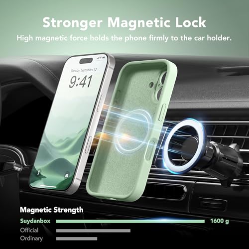Image of Magnetic for iPhone 16 Plus Case, Compatible with MagSafe, [Full Camera Protection][Screen Protector] Silicone Shockproof Protective Phone Case for iPhone 16 Plus 6.7 inch, Matcha
