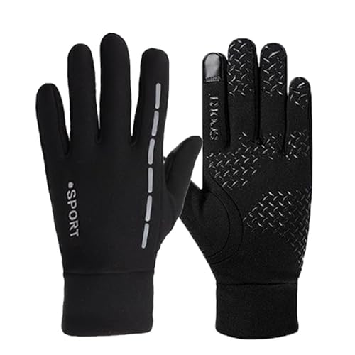 YHT Winter Outdoor Sports Warm Gloves for Men and Women, All Finger Fleece Riding, Reflective Waterproof, and Thickened Fleece