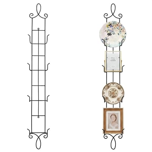 HOHIYA 42' Wall Plate Display Rack 2 Pack 4 Tier Metal Holder Black | Wall-mounted display rack organizes collectible pl