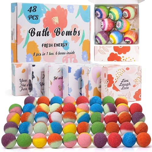 48 Natural & Organic Bath Bombs for Women and Kids, Rich in Essential Oils, Relaxation and Stress Relief, BathBombs Gift Set for Mothers Day, Christmas, Valentines Day & Birthday 48 Natural & Organic Bath Bombs for Women and Kids, Rich in Essential Oils, Relaxation and Stress Relief, BathBombs Gift Set for Mothers Day, Christmas, Valentines Day & Birthday