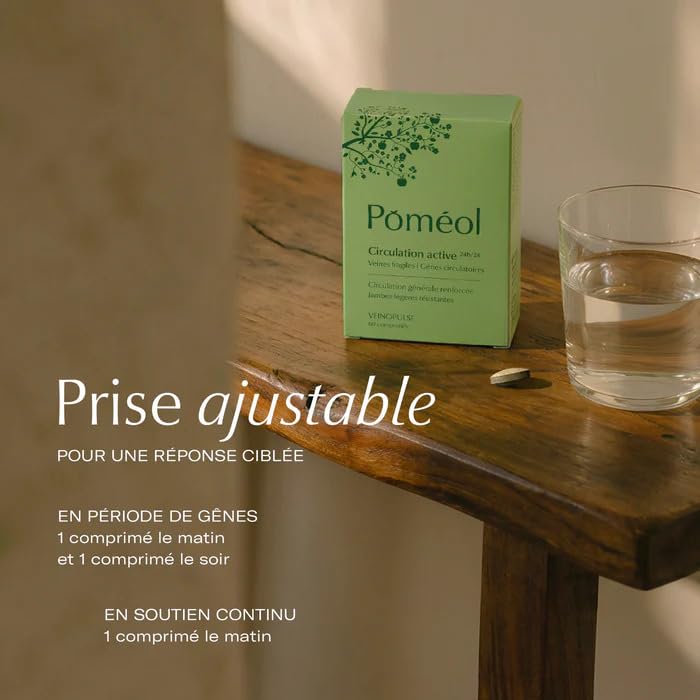 Complément Alimentaire Jambes légères & Circulation sanguine| Soulage les Jambes Lourdes | Vigne rouge, Cassis, Vitamines | VeinoPulse ǀ 60 jours | POMÉOL