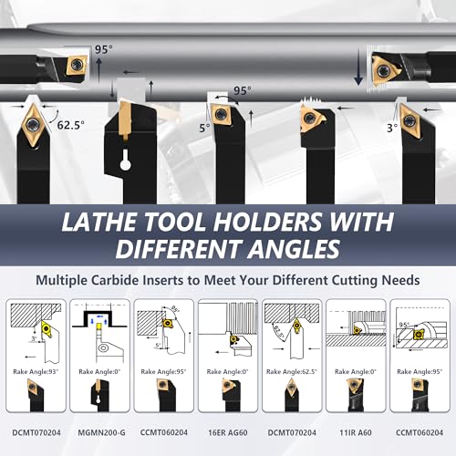VeYocilk 21PCS Indexable Lathe Turning Tools Set 1/2" 12mm Shanks,7Pcs Metal Turning Tool Holders & 14Pcs Carbide Inserts for Turning,Grooving,Threading,Boring bar,and Cutting Tool 5 VeYocilk 21PCS Indexable Lathe Turning Tools Set 1/2" 12mm Shanks,7Pcs Metal Turning Tool Holders & 14Pcs Carbide Inserts for Turning,Grooving,Threading,Boring bar,and Cutting Tool - Image 5