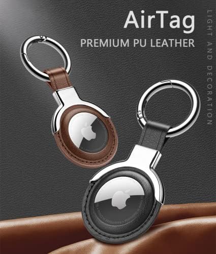 Sichy PU Leather Case for Apple AirTags Case Keychain Air tag Holder Airtag Keyring Cases Air Tags Protective Cover Airtag Key Chain Loop Holders for Luggage Dog Cat Pet Collar