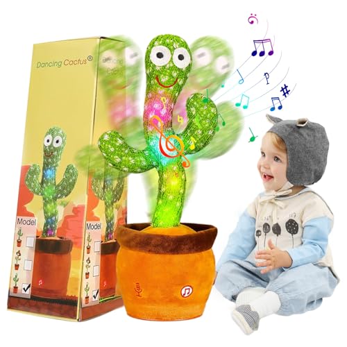 Image of LUKETURE Dancing Cactus, Talking Singing Cactus Mimicking Toy, Repeating and Recording What You Say, Dancing Talking Baby Toys, with LED, Repeat, Dance, Sing, Record