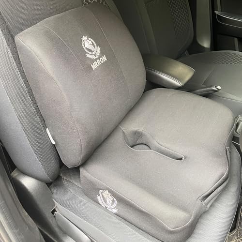 Image of MRRON Car Comfort Combo | Memory Foam Backrest & Wedge Seat Cushion Combo of 2 | Orthopedic Support for Back, Tailbone, Sciatica | Ergonomic Comfort for Car, Office| Posture Correction | Universal Fit