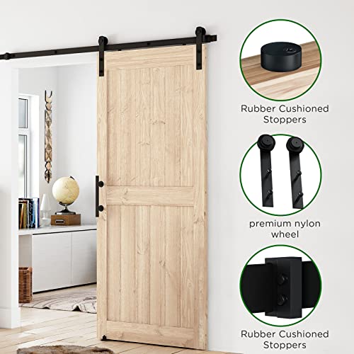 Ldb_Building 6.6Ft Sliding Barn Door Hardware Kit, (Rail Kit & Pull Handle & Floor Guide), Fit 36"-40" Wide Door, Sturdy Heavy Duty #TOP2