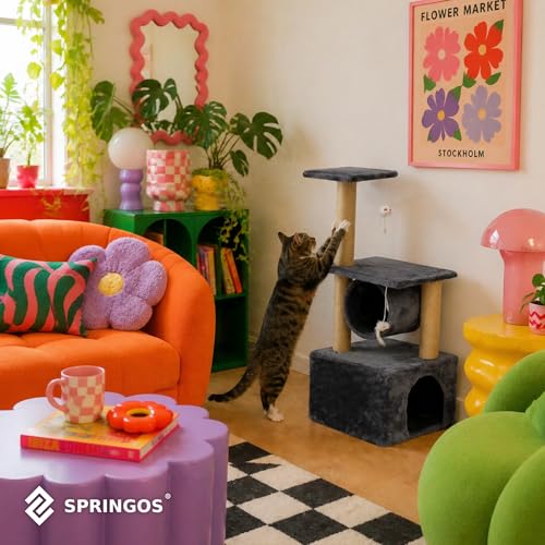 Arbre à chat avec niche et deux plateformes de jeu Springos de 62 cm - 8