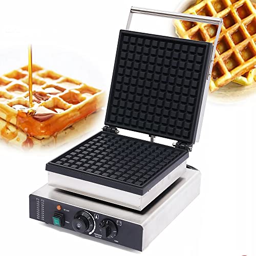 Square Shape Waffle Maker, 110V 2000W Commercial Electric Nonstick Waffle Machine, Stainless Steel Belgian Waffle Iron, 0~5 Minutes Timer and 50~300? Temperature Control