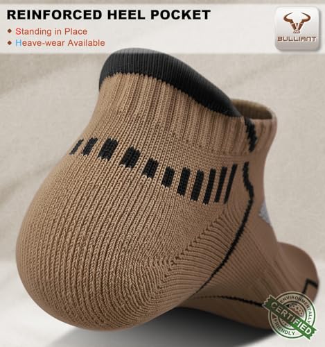 Image of BULLIANT Men Running Ankle Socks 6Pack-Cushioned Support-Low Cut No Show | Fully Terry Sole | Arch Support | Seamless Toe Closure | Moisture-Wicking Breathable Mesh | Reinforced Heel&Toe