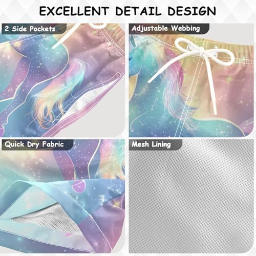 Pigsaly Boys' Swim Board Shorts Rainbow Unicorn Stars Galaxy Boy's Swim Trunks Kids Swimwear XS3