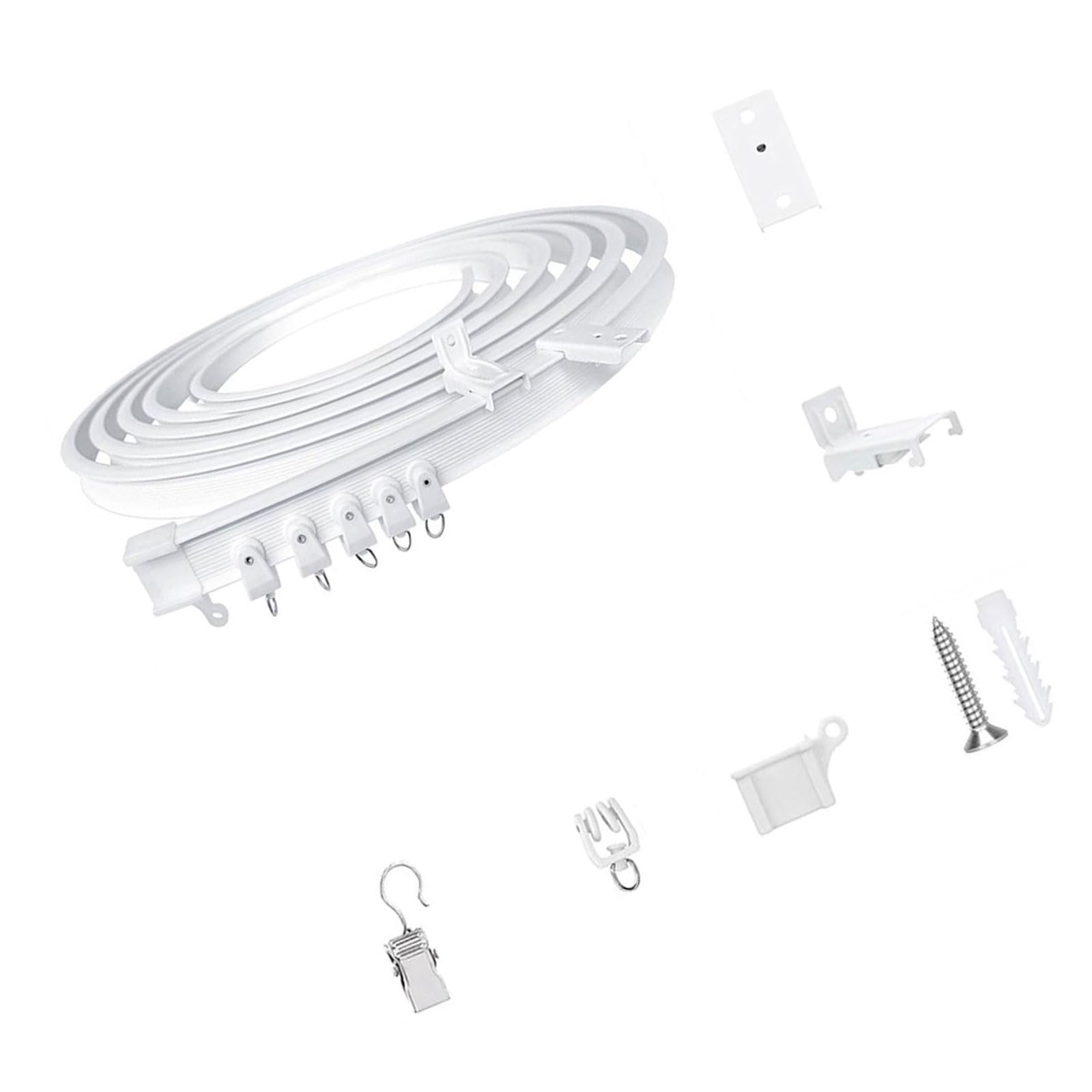 Elnwnnkc Multipurpose 5 Meter Curtain Rails Kits for Wall or Ceiling Installation Quiet Glides Rollers and Metal Clip Included Curtain Track Kits