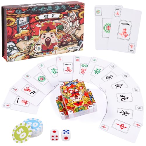 BIZWHALE 4Pcs mah Jong Cards 2026 Mahjong Tiles 148 Suitable for 2-4 Players Portable Storage Box Waterproof and Durable Suitable for Adults Teenagers Home Travel Gatherings and Camping