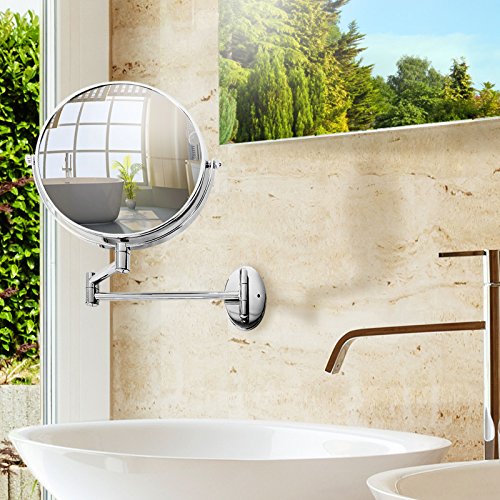 casa pura® Wall Mounted Cosmetic Mirror, 18.5 cm Diameter, 10x Magnification | 3 Magnification Options Available