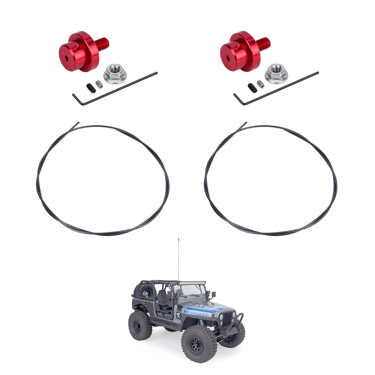 2 Pack of Adjustable 1/10 RC Antenna Tube with Base Mount for Rock Crawler 1/8 1/12 Scale Accessories Car Truck Decoration SCX10 Gen8 TRX4 Upgrades (