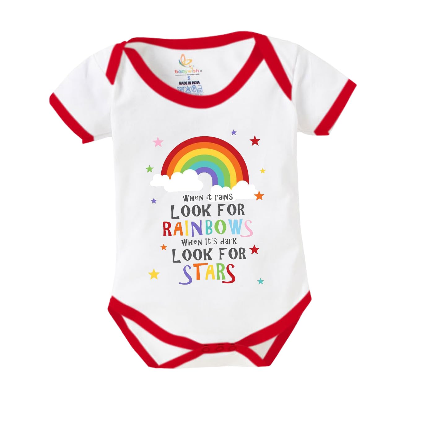 baby wish Baby Clothes for monsoon Bodysuits Newborn Romper Half Sleeve Unisex Rainfall Romper Rainbows in Rains & Stars in Dark