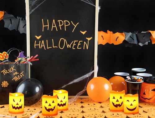 Image of 6PCS Halloween Tea Light for Indoor Home Decoration, Mini Flameless Jack-o'-Lantern Candle for Party Supplies, Gifts, Bedroom Table Spooky Decor