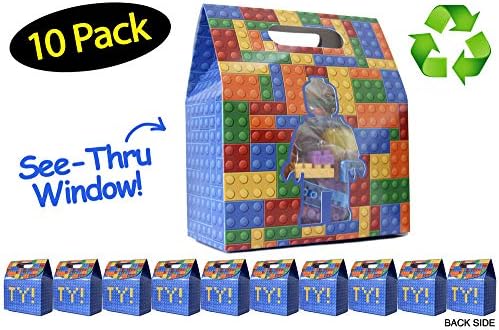 Building Blocks Bricks Party Favor Bags Made From Recycled Paper // 10 Pack