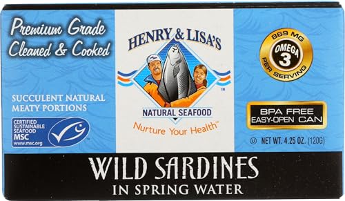 HENRY & LISAS Wild Sardines in Spring Water, 4.25 OZ