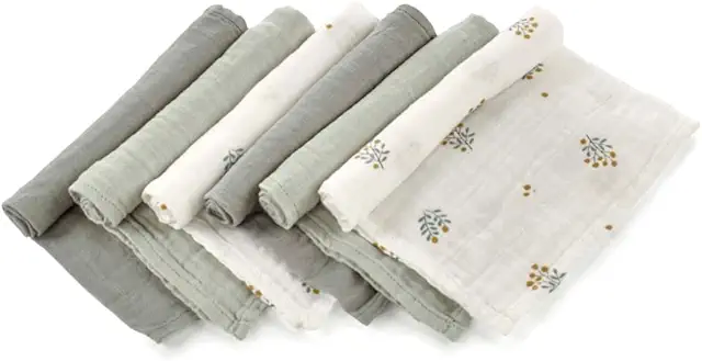 Jané Set of 6 Multifunctional Muslin Cloths - Breastfeeding Cloths, Natural Cotton & Bamboo