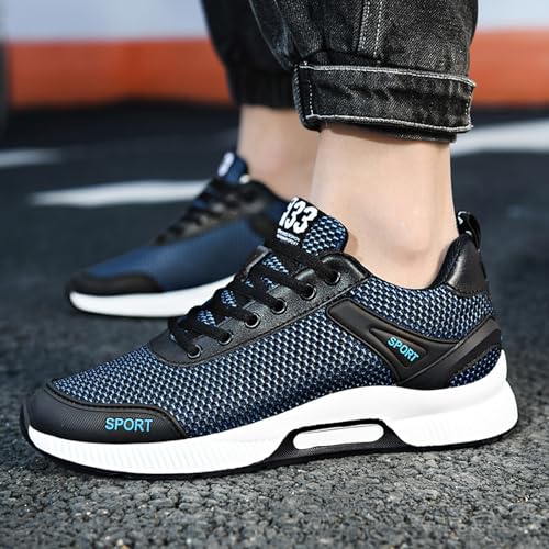 BMINFEE Men's Invisible Height Increasing Elevator Shoes 2.5 Inches Taller Lace-up Breathable mesh Lightweight Hip Hop Fashion Sneakers Blue434