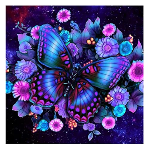 ZHENGYYUU DIY 5D Diamond Painting Kit Complet, Diamant Peinture Point De Croix Broderie Peinture par Numéros pour Enfants Adultes Décoration Murale Maison - papillon violet