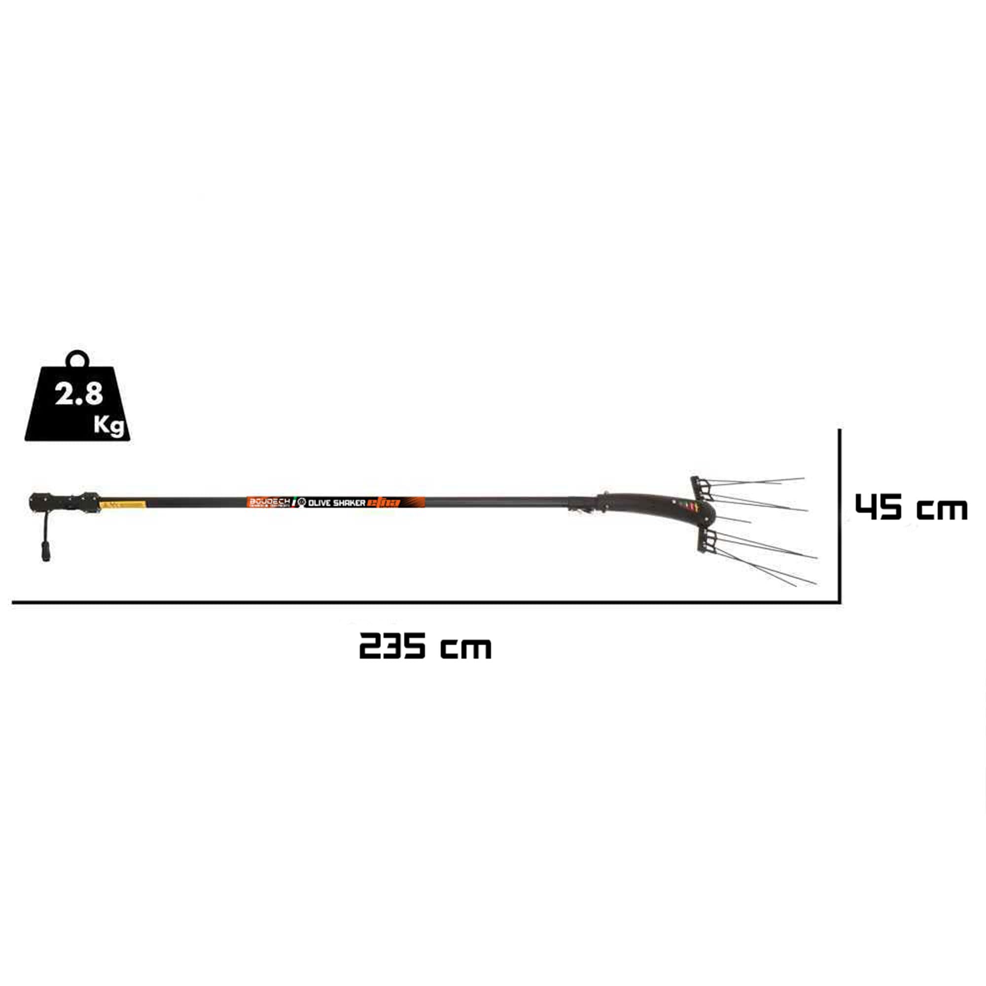 BOUDECH Etna Tremor 330 – Vareador eléctrico a batería 12 V agitador para aceitunas 370 W 1110 BPM con barra telescópica 330 cm