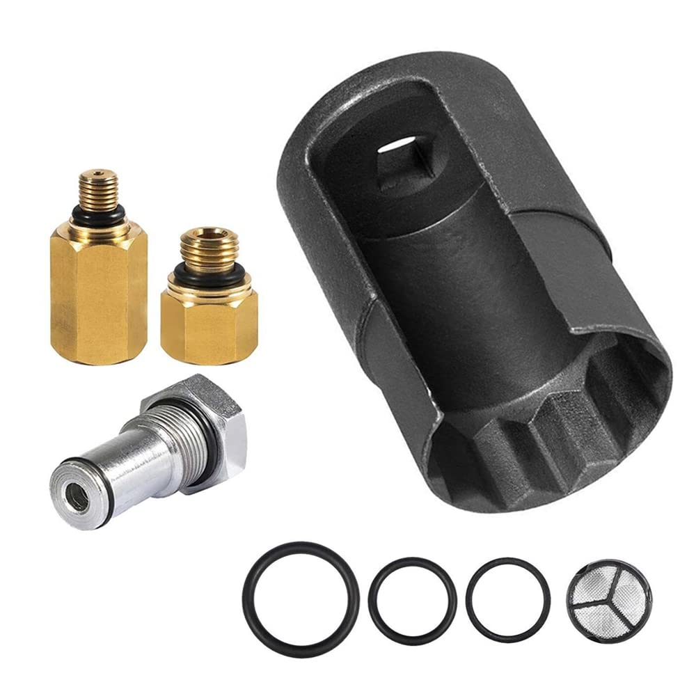 6.0 IPR Valve Socket with Seal Kit + Oil Rail Adapters Kits + 6.0 High Pressure Oil Pump IPR Valve Air Test Fitting Tool fits for Ford 6.0L Powerstroke Diesel Engine