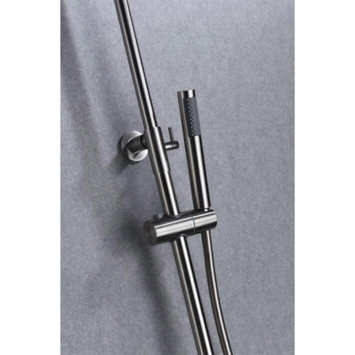 IMEX - Conjunto de ducha termostática de acero inoxidable S316 - Columna de ducha con control de temperatura con Rociador redondo y mango de ducha - Grifos de ducha - Serie Moscú IMEX BTK017/AC