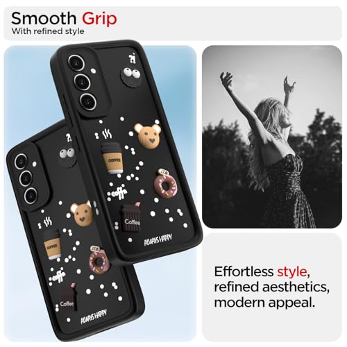 Image of Pikkme Back Cover for Samsung Galaxy S23 FE 5G | Cute Fun Cartoon 3D Bear Silicone Full Body Protection Bumper Cover (Black) | Cute
