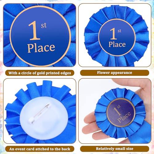 3 Pcs 1st Place Ribbon Award Rosette Ribbons Blue Winner Victory Prize Ribbon Grand Prize Award Honorable Medal Ribbons for Classroom Competition Sports Events