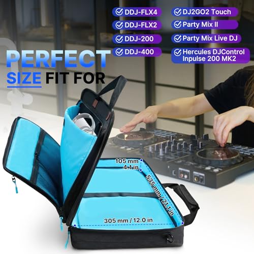 Image of ORKELS DJ Controller Bag, Portable DJ Travel Case with Storage Pocket, Fits Pioneer DDJ 400 SB3 SB2 RB 200, FLX4 REV1, DJ2GO2 Party Mix