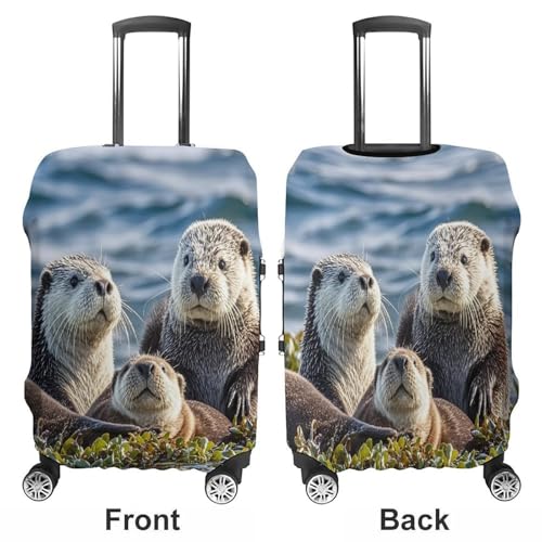 Sea Otters Travel Luggage Cover Washable Anti-scratch Suitcase Protector Dustproof Protective Cover Case for Wheeled Luggage Fits 19-32 Inch Luggage3