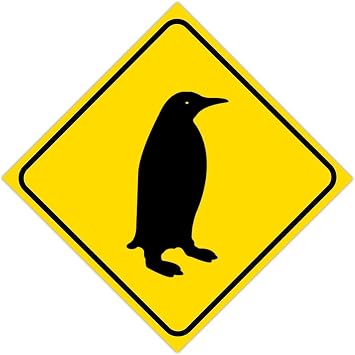 Penguin Xing Caution Crossing Xing Metal Sign Beware of Penguin Crossing Zone Diamond Shape Aluminum Notice Sign Warning Sign for Farm Yard Study Indoor Outdoor Street Sign