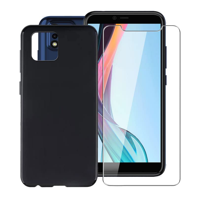 TREBAM Black Soft TPU Bumper Phone Case for IMO Q5 (5.5 Inches) with Tempered Glass Screen Protector, Ultra-Thin Shockproof Shell for IMO Q5 - Black