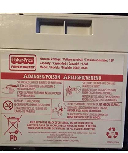 Fisher Price 00801-0638 Power Wheels Grey 12 Volt Rechargeable Battery Genuine