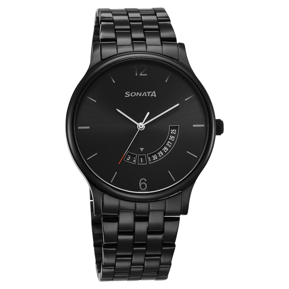 Fastrack Stainless Steel Sonata Quartz Analog with Date Black Dial Watch for Men-Ns77105Nm01 (B0C5N27SWS) Amazon Price History, Amazon Price Tracker
