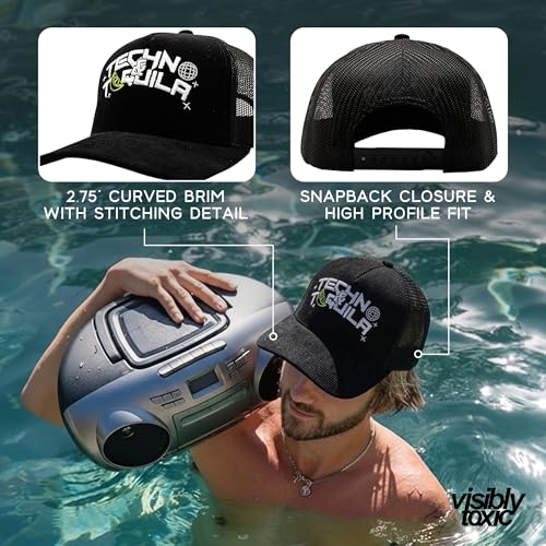 Image of Visibly Toxic Funny Trucker Hats for Men, Mesh Snapback Cap, Adult Humor | Embroidered designs, breathable vintage style, adjustable, unisex, funny gift, high-profile fit