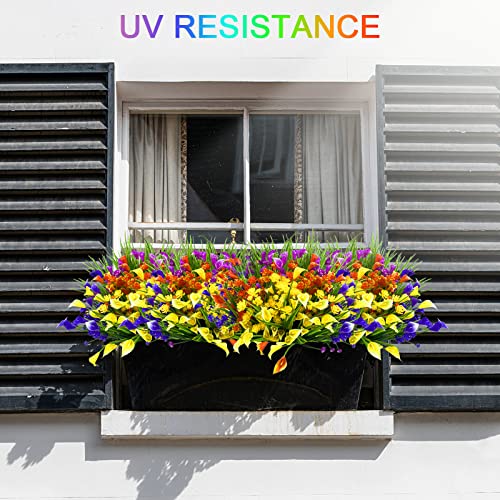 20 Bundles Artificial Flowers For Outdoors Multicolor Fake Flowers For Home Decoration, Uv Resistant No Fade Faux Plastic Shrubs Plants For Indoor Decor Garden Porch Window Box Hanging Décor #TOP4