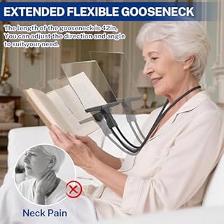 5X Magnifying Glass for Reading, Hands- Free Magnifier with Flexible Gooseneck, Full Page Neck Wear Magnifying Glasses for Close Work, Reading, Sewing, Repair, Low Vision Seniors (Black)